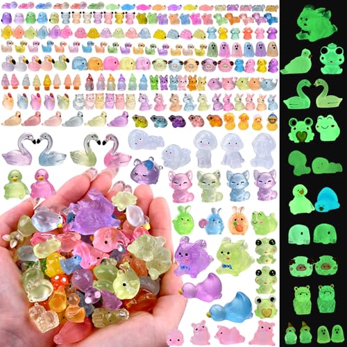 200 mini figure di animali in resina luminosa in miniatura 36 stili che si illuminano al buio piccoli animali piccoli piccoli figurine sfuse per micro giardino fatato accessori paesaggistici mini