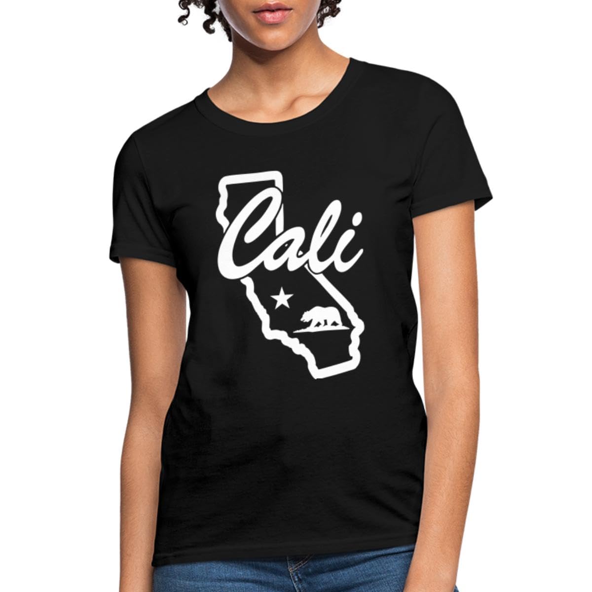 APSRA TRADERCali Bear Map/California Women's T-Shirt Black Cotton T-Shirt - Regular Fit, Printed T-Shirts for Men