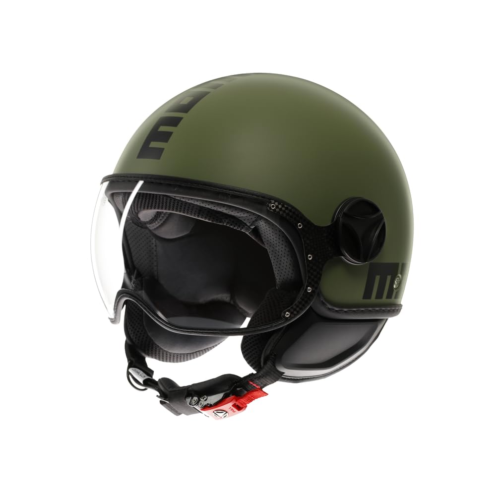 MOMO Design - FGTR CLASSIC E2206, Jet-Helm, offener Helm für Motorräder und Motorroller, für Männer und Frauen, Matt Military Green/Black, S