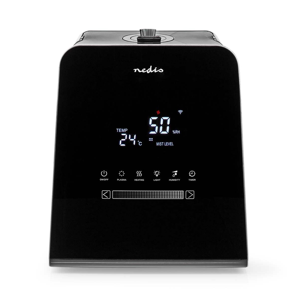 Nedis HUMI150BKW | Humidificador inteligente Wi-Fi SmartLife | 30 W | Niebla fría y caliente | Depósito de 5,5 L | Higrómetro integrado | Temporizador | Mando a distancia | Modo nocturno | Negro