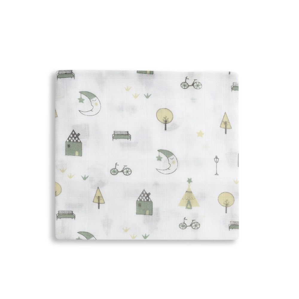 INTERBABY Set di 3 Mussole di Bambù MOON menta 55x70 cm per neonati