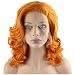 Mxangel Medium Long Wavy Heat Friendly Fiber Orange Lace front Cosplay Wig