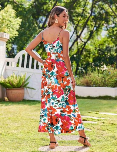 Image of Zeagoo Flowy Maxi Dresses for Women Spaghetti Strap Dresses for Women Floral Sundress for Summer 2025 Long Dress, Floral-6,S