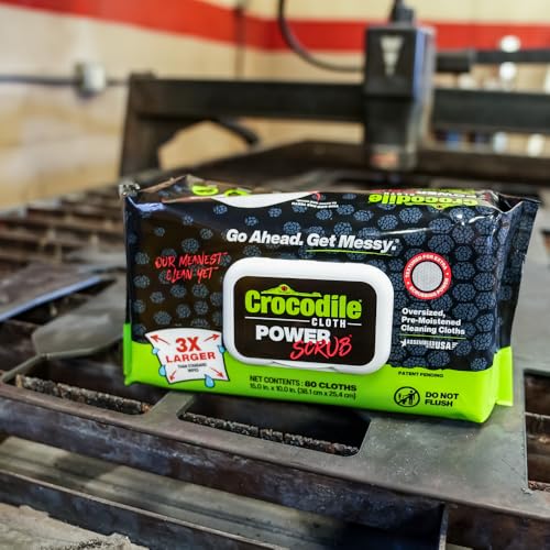 Crocodile Cloth PowerSCRUB Cleaning Wipes – 80 (15" x 10") Dual-Surface Cloths, Heavy-Duty, Moist, Absorbent, & Disposable - Safe on Skin & Multiple Surfaces - Image 6