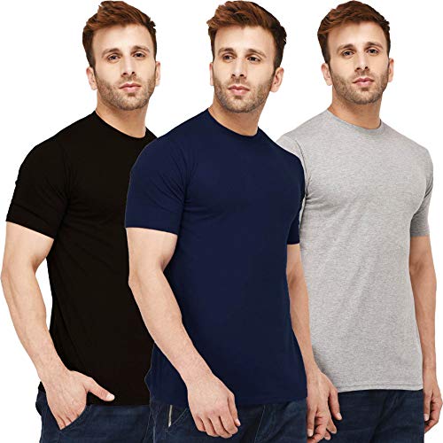Image of Solid Men Half Sleeve Round Neck T-Shirt (Pack of 3)