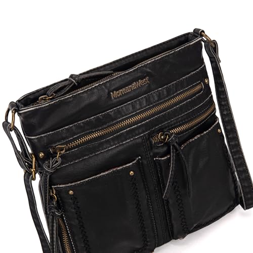 Image of Montana West Crossbody Bag for Women Multi Pocket Shoulder Medium Travel Purses Ultra Soft Washed Leather
