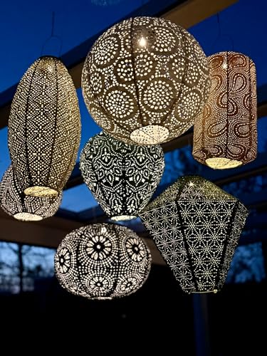 7 x Lanterne solari da giardino con motivo – Lampioni set illuminazione da esterno – Lanterna marocchina orientale - LED solari giardino, terrazzo e balcone – Illuminazione decorativa