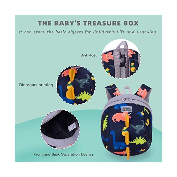 willikiva Dinosaurier Kleinkind Mini Rucksack Kinder Baby Sicherheitsgeschirr Leine Wasserdicht Jungen und Mädchen – Bild 6