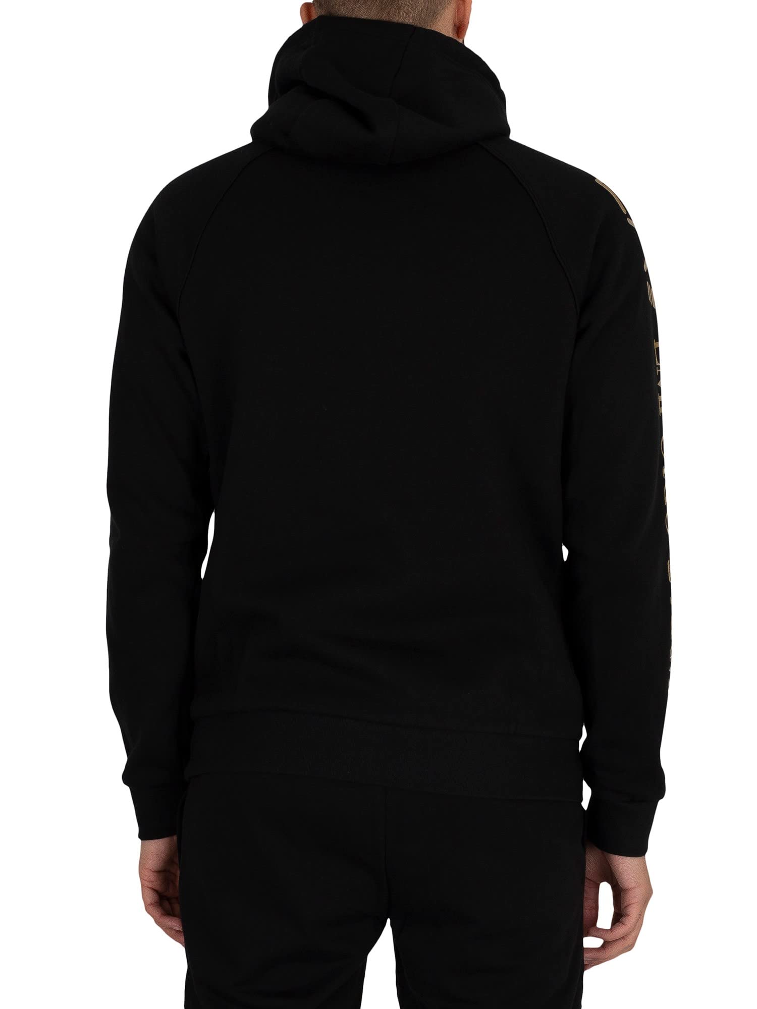 Emporio Armani EA7 de los Hombres Sudadera con Capucha con Logo en el Pecho, Negro