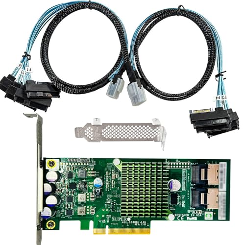 SAS HBA Card Compatible with LSI 9211-8i & 9300-8i IT Mode with SAS Cables