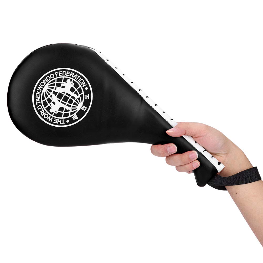 BORDSTRACT Taekwondo Kick Pads, Confezione da 2 Imbottiture in Pelle PU E Spugna Ad Alta Densità Kickboxing Striking Pad, Attrezzatura da Allenamento Per Karate, TKD, Arti Marziali, Dojo(Nero)
