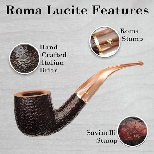 Savinelli Roma Lucite 622 KS - Rome Inspired Italian Briar Wood Pipe, Hand Crafted in Italy, Traditional Wood Pipes From Italy, Bent Pot Shaping, 6mm - Image 4