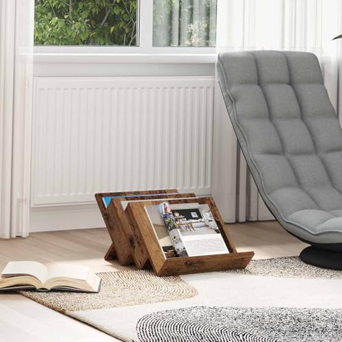 Keeushr Étagère à magazines avec étagère en bois recyclé 53 x 40 x 28,5 cm, matériau à base de bois, solution pratique pour le rangement avec des...