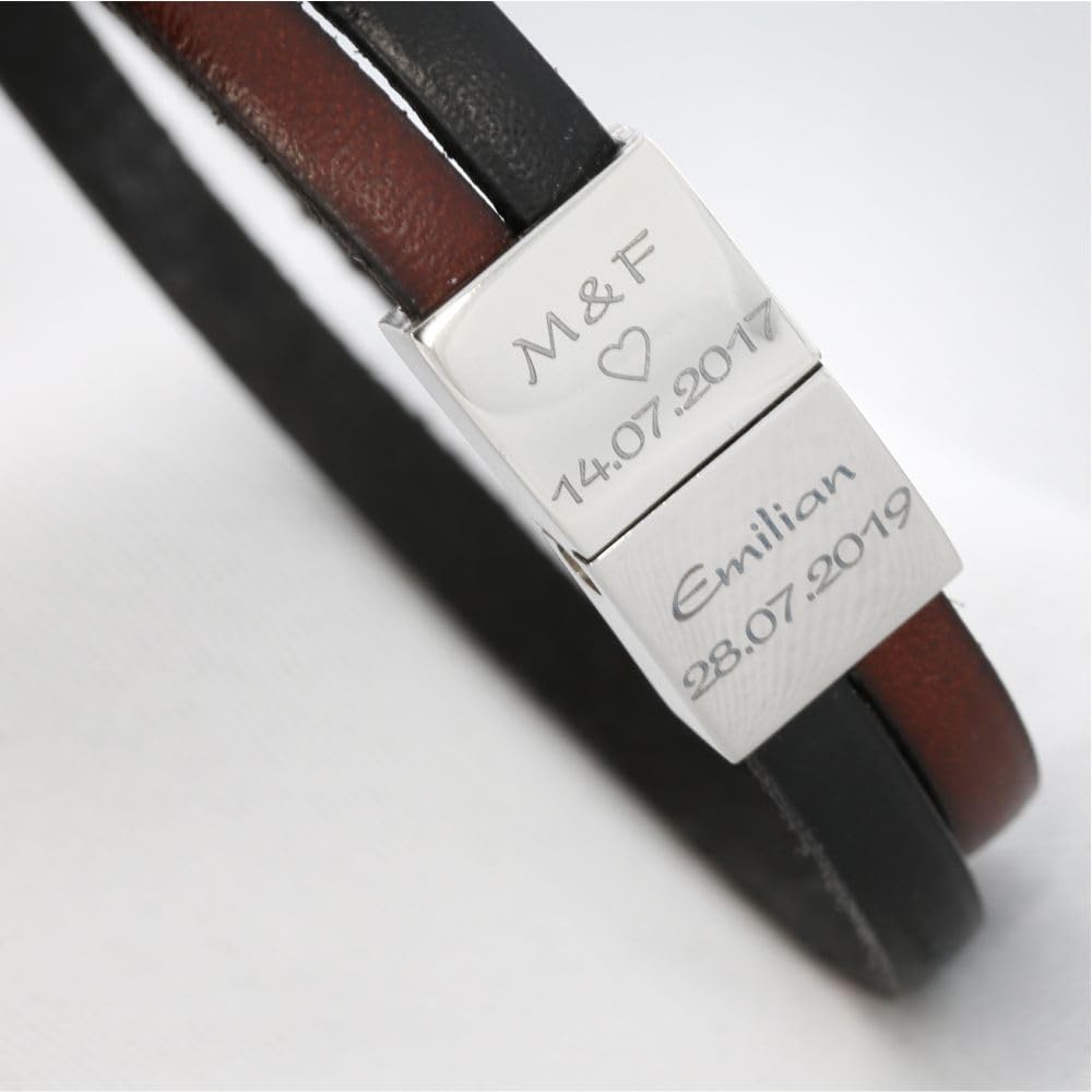 Herren Armband mit Gravur Namensarmband Leder Herrenarmband Lederarmband Spruch Armband mit Gravur Männer Herrenschmuck Gravur Männerschmuck schwarz braun dickes Leder | HANDMADE IN GERMANY