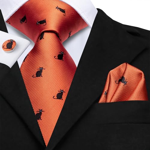 Image of Dubulle Silk Ties Set for Men Formal Paisley Striped Necktie Pocket Square Cufflinks 3PCS Sets Wedding Business Party