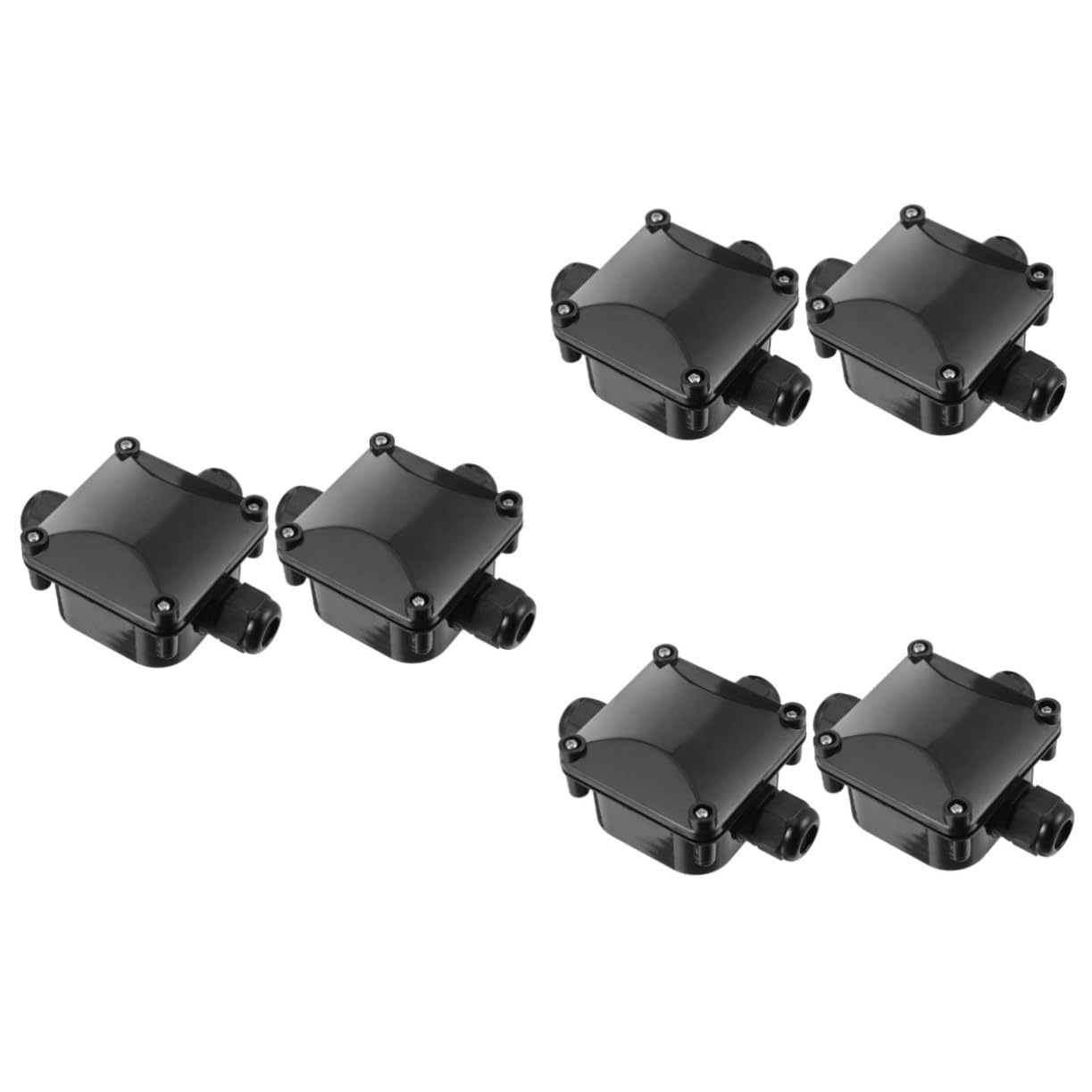 Amosfun 3 Sätze Wasserdichte Anschlussdose Multi Boxen Für Draußen Elektrisches Zubehör Im Freien Schutz Kreuzung Anschlussdosen Wasserdichtes Stecker Plastik Schwarz 2 Stück * 3