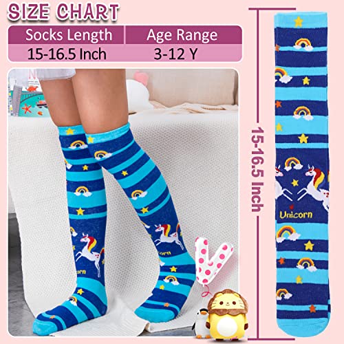 Image of MOGGEI 6 Pairs Kids Girls Knee High Socks Gift Long Crazy Silly Tall Funny Boot Cute Animal Child Fun Socks