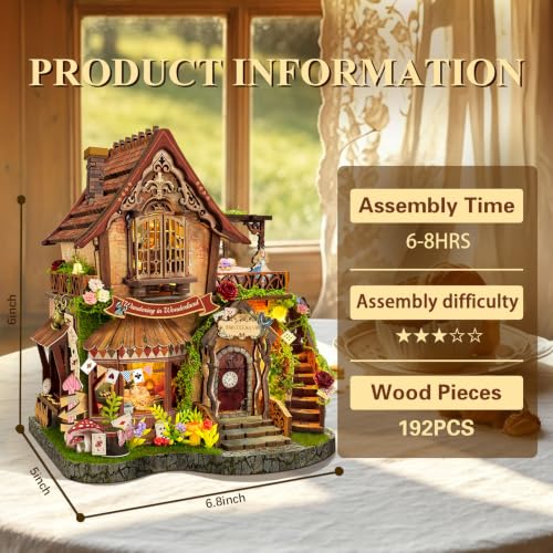 Image of Dreamy Cottage 3D Wooden Puzzle,Miniature House with Moving Rabbit