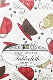 Better Home Coffee Red Design Tablecloth PEVA Flannel Backed Kitchen Decorator (52" x 52")