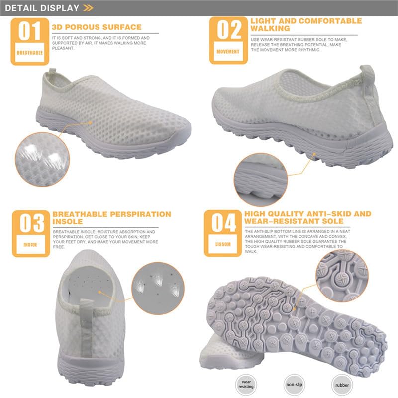 Kuiaobaty Damen-Wanderschuhe, Schweine-Welpen-Blumenmuster, zum Reinschlüpfen, leicht, für Arbeit, Freizeit, atmungsaktiv, Netzstoff, flacher Trainer, Dackel-Hundepfoten, 39 EU