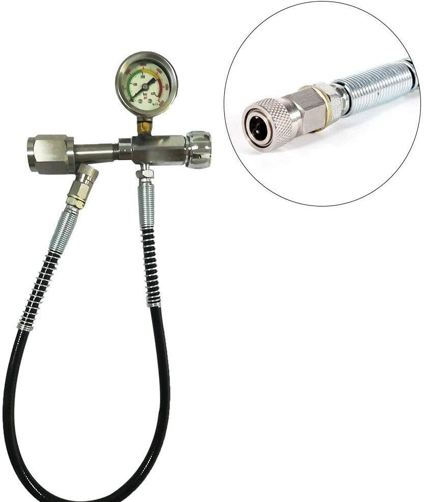 YIYIBYUS Refill Charging Adaptor, 4500PSI Paintball PCP SCBA Fill Station with 60CM Microbore Hose, Pressure Gauge