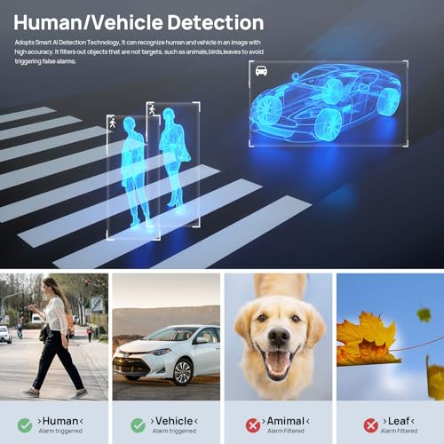 Image of VIKYLIN 8MP Full Color Varifocal PoE IP Camera, Outdoor 4K Bullet Camera with 5X Optical Zoom 2.7~13.5mm Lens,Human /Vehicle Detection, Smart Dual Light, Bulit-in Mic, MicroSD(256GB), IP67