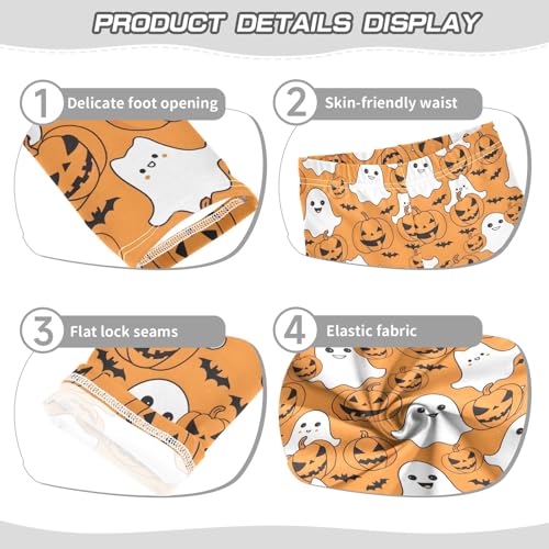 Girls' Athletic Leggings Ankle Length Yoga Dance Pants Kids Teen 4T Pumpkin Ghost3