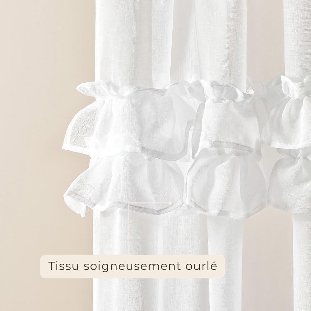room99 Voilage Transparent avec Galon Fronceur Frilla 400 x 250 cm Décorations pour Maison Salon Chambre Fenêtre Intérieur Un Charmant Volant Blanc, 1 pièce