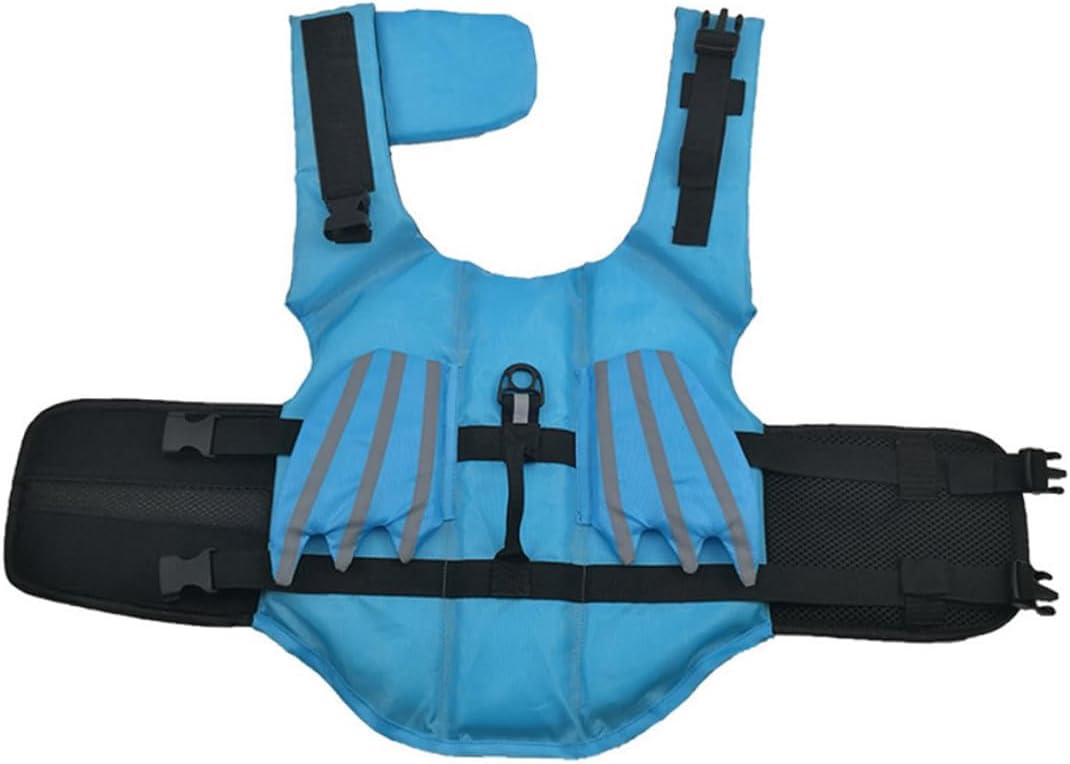 ABOOFAN Reflective Dog Swimming Vest, Wear-Resistant Breathable Lifejacket with Wings, Blue Medium, Outdoor Safety Preserver for Dogs and Puppies
