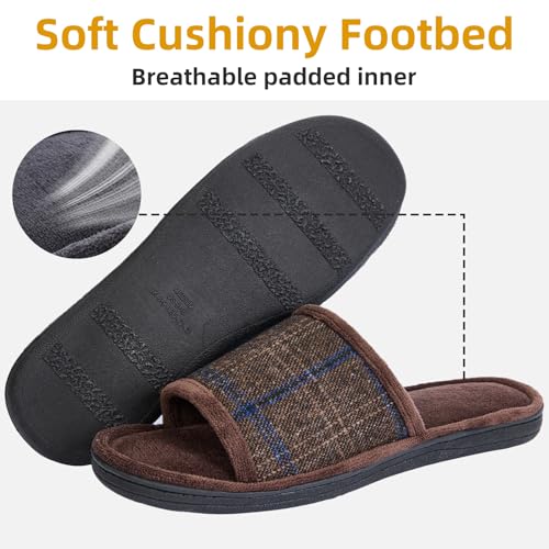 Image of Magtoe House Slippers for Men Open Toe Soft Comfortable Indoor Slip on Mens Slides Sandals Memory Foam for Bedroom Spa Living Room, All Seasons