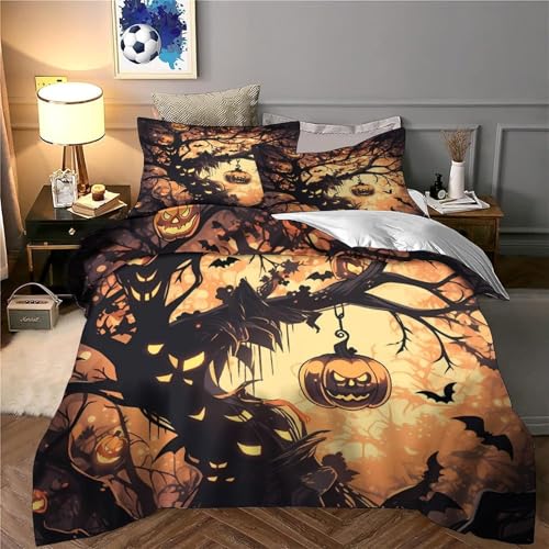 Housse de couette Halloween 3D rose double 200x200 microfibre résistante - 6
