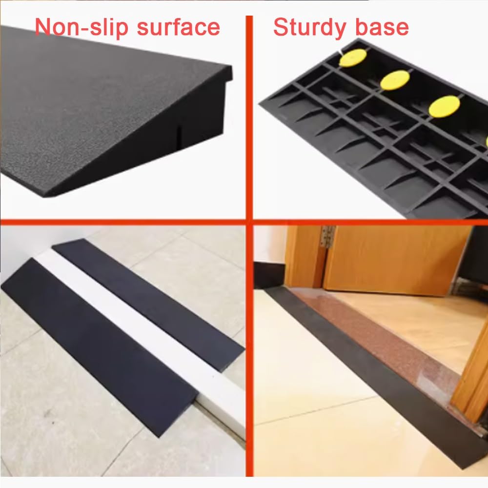 Rampa de umbral de goma para silla de ruedas, scooter, rampa de puerta portátil de 2 pulgadas, rampa de cobertizo para robot de barrido, rampa de acceso de movilidad de 98 cm de longitud, rampa de