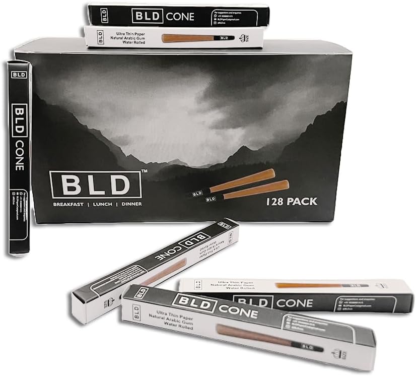 BLD Pre Rolled Cones - 128 Pack, King Size, Slow Burn, White