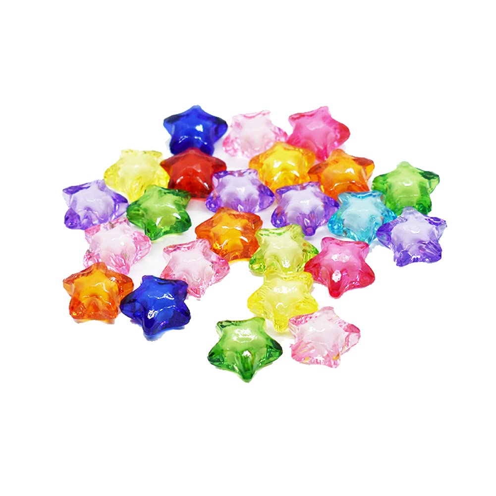 Lasenersm 100 Assorted Color 14mm Star Shaped Acrylic Beads for DIY Craft Jewelry Making