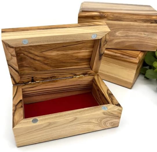 Olive Wood Box, Wooden Rosary Box from Holy Land, Keepsake Box, Baptism Gifts for Girls, Catholic Confirmation Gifts