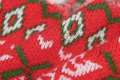 CuteBone Weihnachten roter Hundepullover Kleid Schneeflocke Welpe Wintermantel Hund Rüschenkleid Katzenbekleidung mit Loch für die Leine für kleine mittelgroße Hunde DS85L-DE