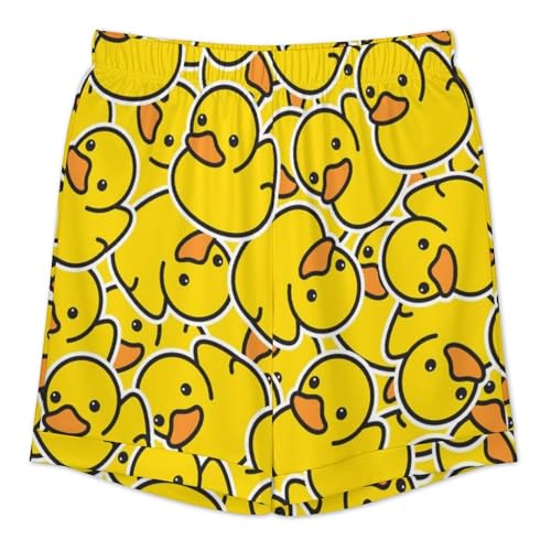 Cute Yellow Rubber Ducky Men‘s Short Sleeve Sleepwear Funny Pajamas Sets Button Down Shirts and Bottom Shorts Loungewear4