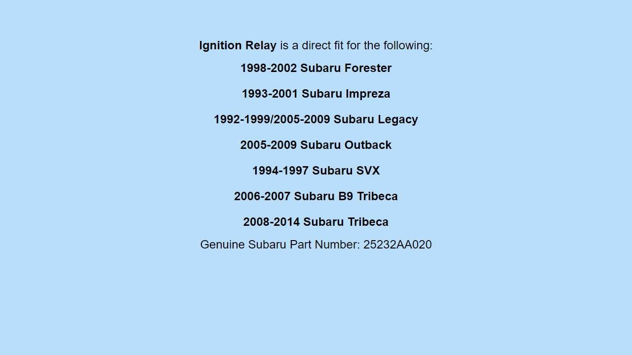 Genuine OEM 1992-2014 For Subaru Ignition Relay Impreza Legacy Forester Tribeca 25232AA020