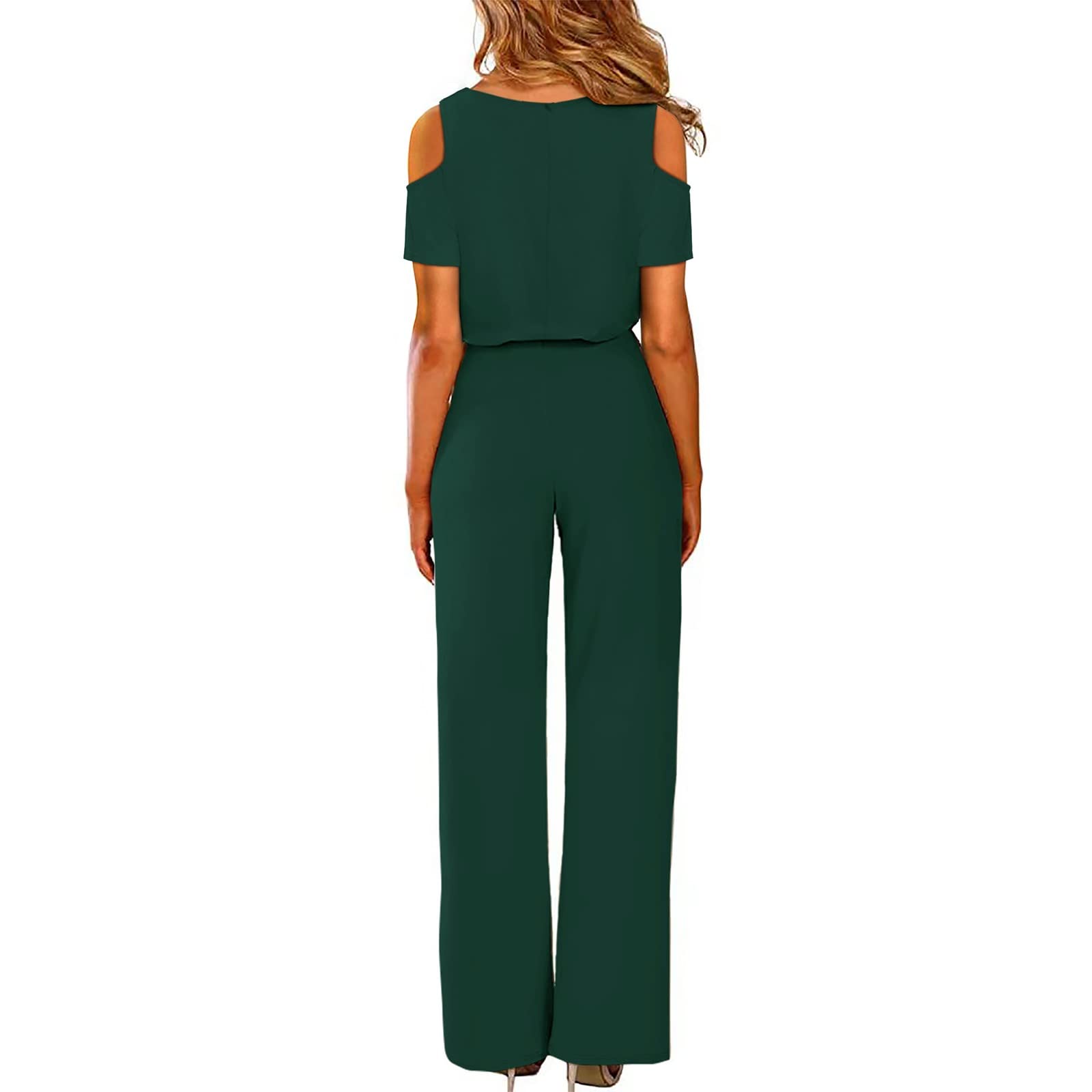 Jumpsuit Damen Elegant Festlich, Jumpsuits Für Damen Lang Langarm Hohe Taille Overall Hosenanzüge Modern Romper Lose Outfits Set Regular Locker Hosen Anzug Hochzeitsgast Outfit Weites Bein Playsuit
