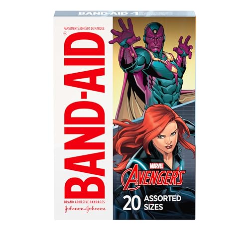 Image of Band-Aid Brand Adhesive Bandages for Minor Cuts & Scrapes, Wound Care Bandages Featuring Marvel Avengers Characters, Fun Decorative Bandages for Kids & Toddlers, Assorted Sizes, 20 ct