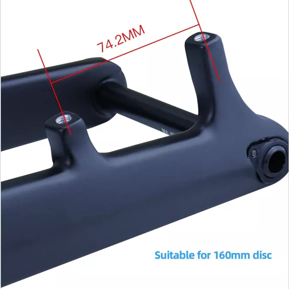 Widelec MCB z włókna węglowego 26/27,5/29 cala, sztywny, stożkowy, hamulec tarczowy, oś wtykowa przednia 15 x 110 mm (kolor: błyszczący czarny, rozmiar 27,5 cala)