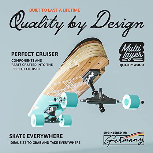 Apollo Cruiser Skateboards - Midi Cruiser Longboard - Surf Carver Skateboard - Complete Cruiser Board For Adults, Kids, Boys, Girls, Teen. Kicktail Vintage Mini Skateboard. Incl. T-Tool - Savaii #TOP2