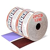 PMIQSA 70 mm x 12m Schleifpapier Rollenset Klett, 2 Rollen 100 Körnung mit 70mm Breites Handschleifer, Schleifgitter für Holz, Metall, Wand