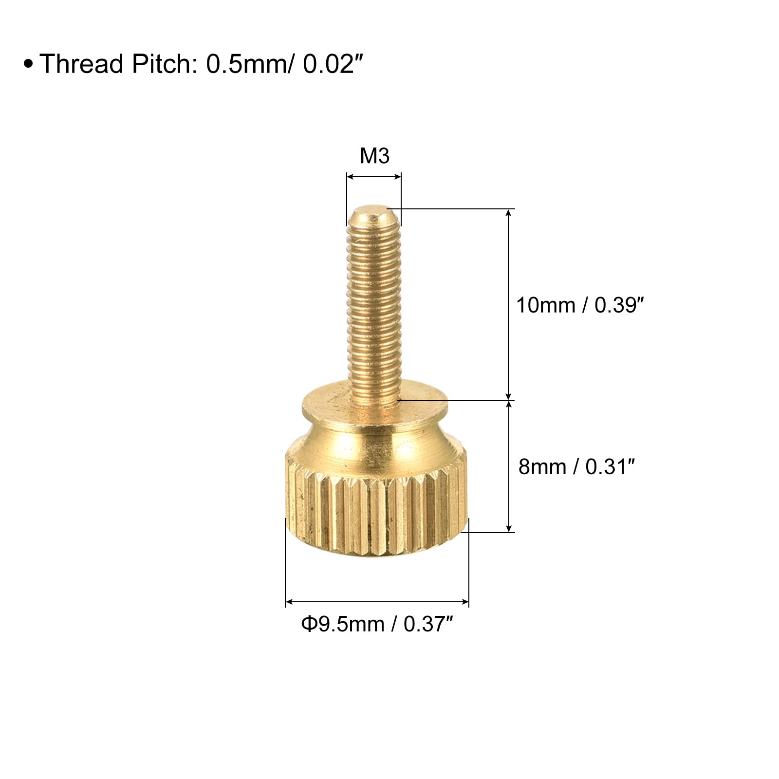 Uxcell Knurled Thub Screws, 3x5 Brass Shoulder Bolts Grip Knobs