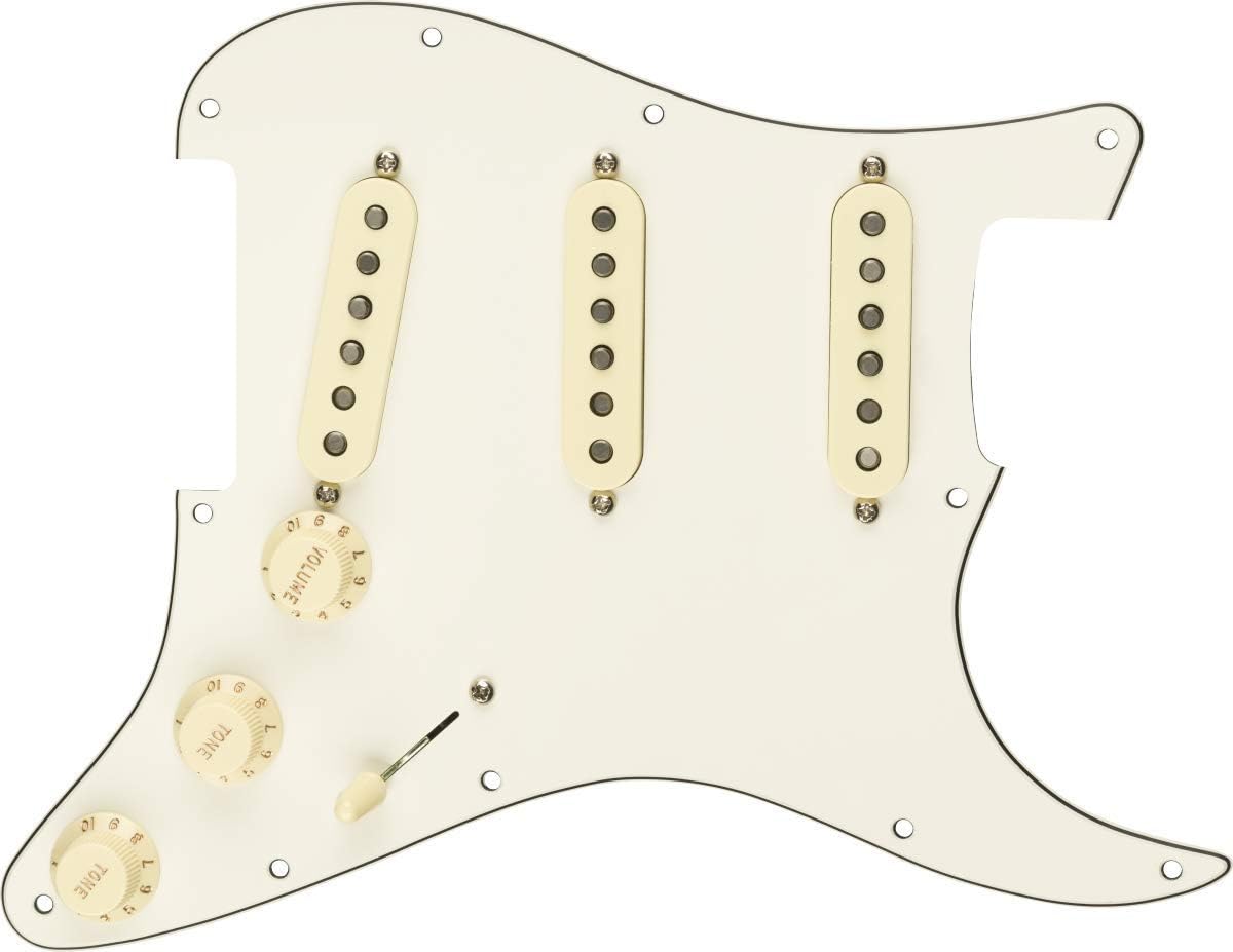 Fender Pre-Wired Strat Pickguard, Original '57/'62 SSS, Parchment 11 Hole PG, White, Einheitsgröße