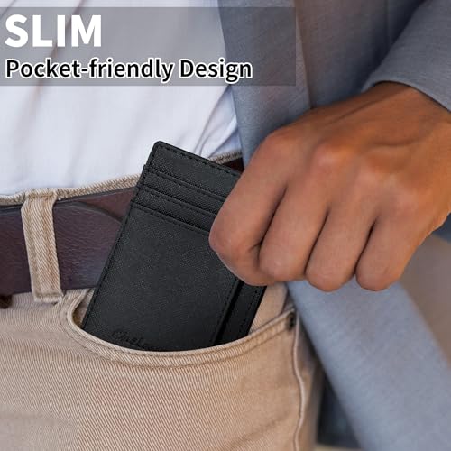 Image of Chelmon Slim Wallet for Men, Minimalist Front Pocket RFID Blocking Credit Card Holder