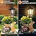 YEPOTUE Solar Bunny Garden Stalue Outdoor, Rabbits Figurine Flowerpot Decolwith Solar Lantem for Yard Art Lawn Ornaments Porch Patio Balcony - Gardening Gifts for Women Mom