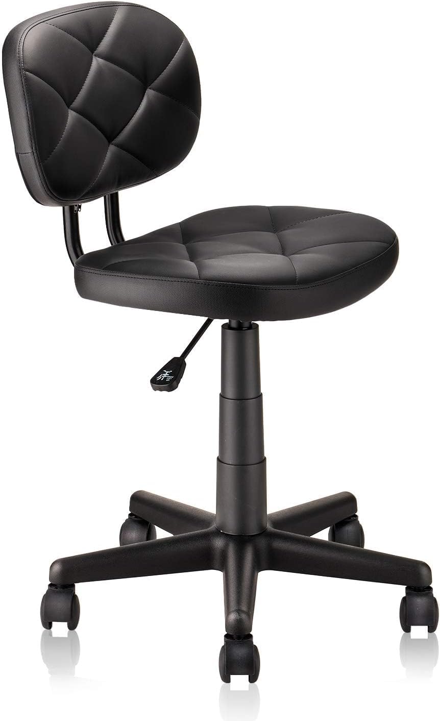Klasika Drehhocker mit Hochwertigem PU-Kunstleder Rückenlehne 360° Drehbar und Höhenverstellbar Ergonomischer Multifunktionaler Arbeits Hocker Bequem für Salon Spa Garage Bar Schwarz 1er Set