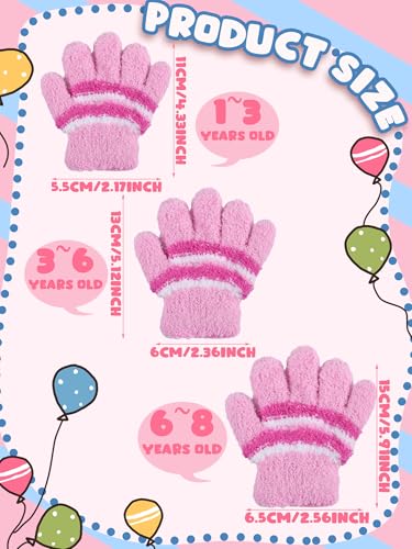 Image of SATINIOR 5 Pairs Kids Gloves Full Fingers Knitted Warm Gloves Winter Mittens for Little Boys and Girls Daily Supplies