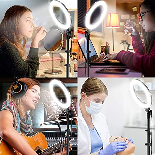 Image of 10 Inches Big LED Ring Light for Camera, Phone tiktok YouTube Video Shooting and Makeup, 10 inch inch Ring Light with 7 Feet Long Foldable and Lightweight Tripod Stand
